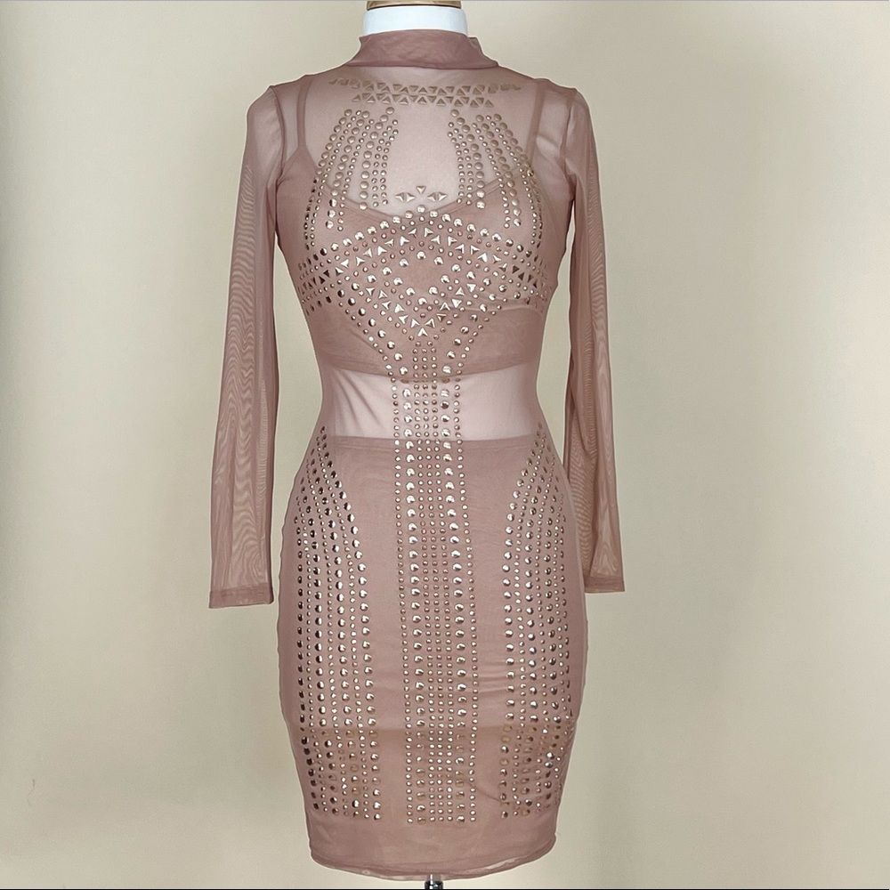 Thick Skin Studded Mesh Dress Set